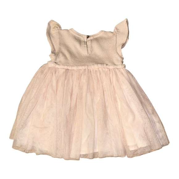 First Impressions Baby Girl Dress Shimmery Pink Knit Bodice Tulle Bottom 6-9M - Picture 4 of 6